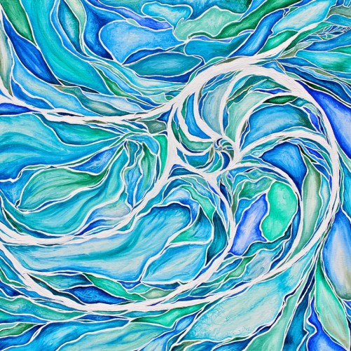 Fluid Nautilus. Oil on canvas, 36 x 36 inches.