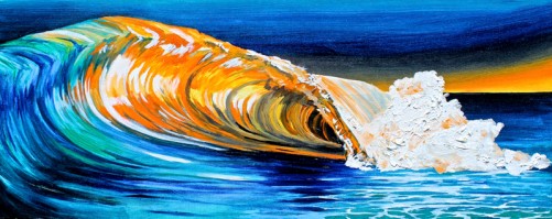Teal Orange Duochrome. Oil on canvas, 30 x 12 inches.